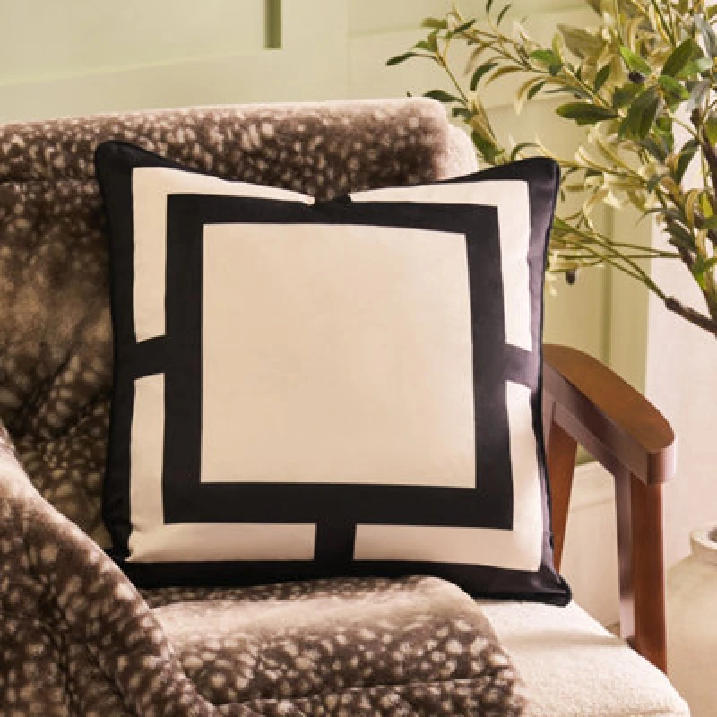 Image of OHS OHS 2 Pack Matte Velvet Print Decorative Square Cushion Covers, Monochrome in Warm White Size: 45cm x 45cm Warm White 45cm x 45cm Unisex 5027434