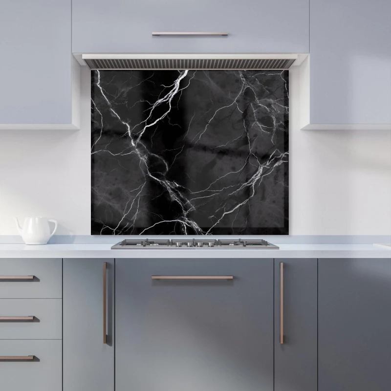 Image of Warren Reed - Designer Black Marble Pattern Kitchen Splashback Size: 600mm x 750mm Black Unisex 600mm x 750mm