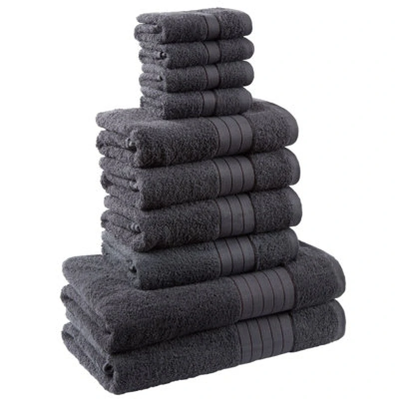 Image of OHS OHS Luxury 100% Cotton 10 Piece Bathroom Towel Bale Set in Charcoal Size: Bath Towel Charcoal Bath Towel Unisex 5027434004102