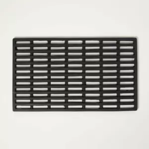 Image of Black Grid Rubber Door Mat 61 x 38cm - Black - Homescapes