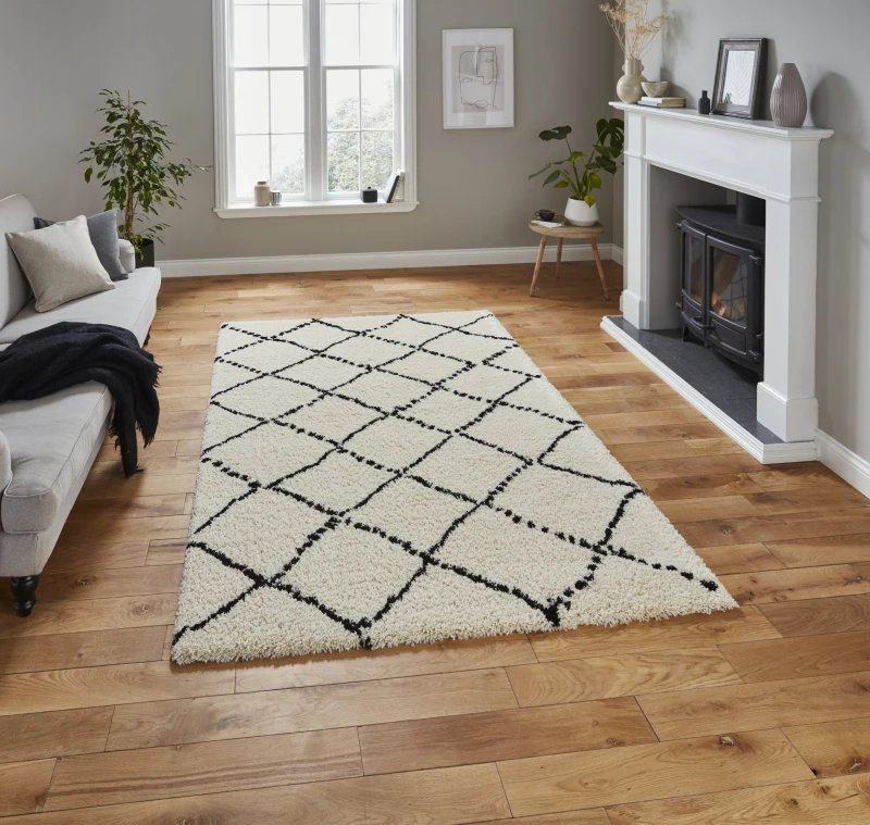 Image of THINK RUGS Think Rugs - Royal Nomadic 5413 Ivory Black 160cm x 220cm Rectangle - Ivory 47874