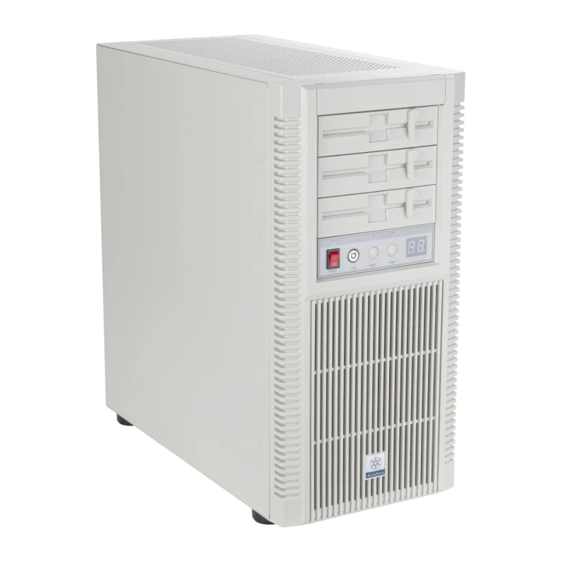Image of SilverStone FLP02 Retro Inspired ATX Mid Tower PC Case with Tempered Glass, USB-C Front I/O & Modern Hardware Support - Vintage Beige - SST-FLP02W