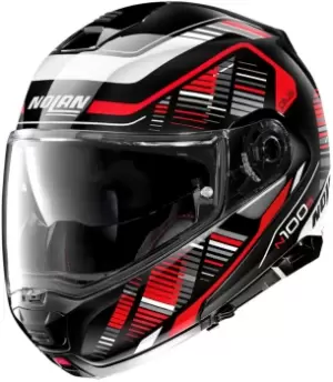 Image of Nolan N100-5 Plus Starboard N-Com Helmet, black-white-red Size M black-white-red, Size M