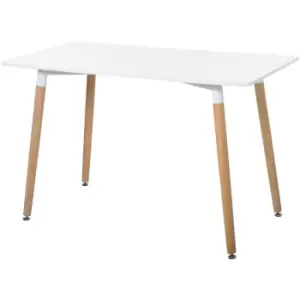 Image of Homcom - Scandinavian Style Dining Table w/ Wood Legs Adjustable Feet Elegant Home Office Dining Clean Stylish White