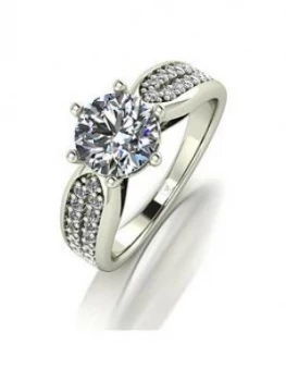 Image of Moissanite Lady Lynsey 9Ct Gold 1.75Ct Total Round Brilliant Moissanite Solitaire Ring With Stone Set Shoulders