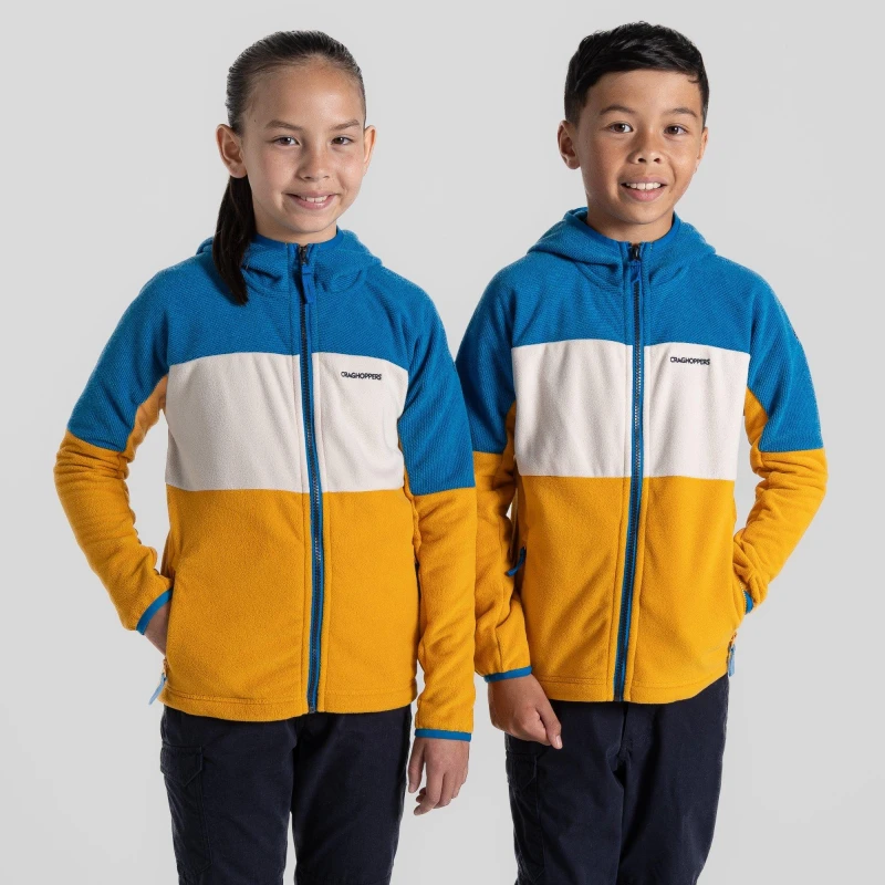 Image of Craghoppers Boys Bindloe Full Zip Hooded Fleece Jacket 7-8 years - Chest 24.75-26.5' (63-67cm) Howl Black/Yellow CKA263B-H00-7