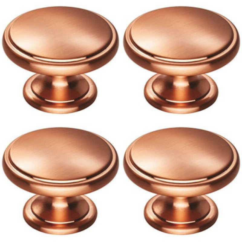 Image of Loops 4x Ring Domed Cupboard Door Knob 38.5mm Diameter Satin Copper Cabinet Handle Copper unisex