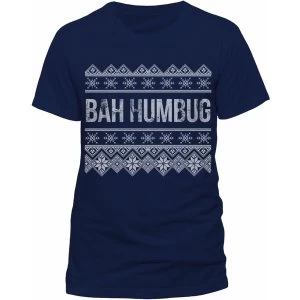 Image of Christmas Generic - Bah Humbug Unisex Small T-Shirt - Blue