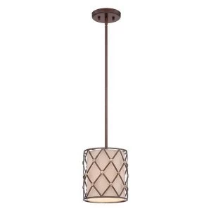 Image of 1 Light Ceiling Mini Pendant Copper Brown Lattice, E27