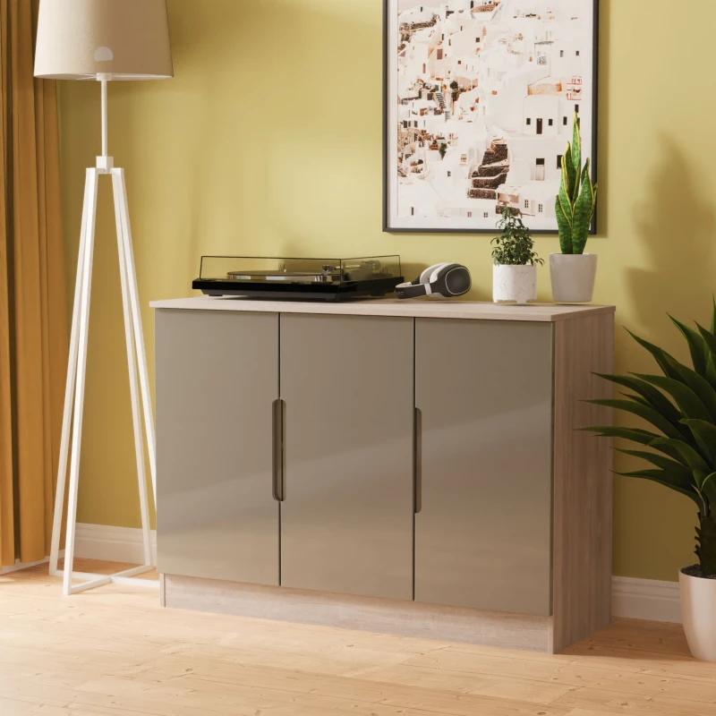 Image of Ready Assembled 2 U Lucca 3 Door Sideboard (Ready Assembled) in Grey Grey Unisex