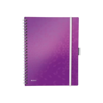 Image of WOW Notebook Be Mobile A4 Squared, Wirebound with Pp Cover 80 Sheets, 4-Hole Punched, Integrated Pen Holder and 3 Flap Folder, Purple - Outer Carton o
