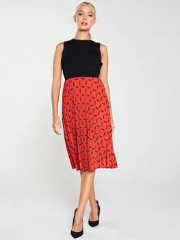 Image of Ted Baker Philisa Pleated Tile Print Dress - Black/Red, Black, Size 2=10, Women