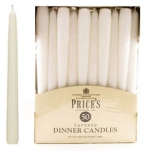 Image of Price's Candles Tapered Dinner Candle Unwrapped 50 Pack White