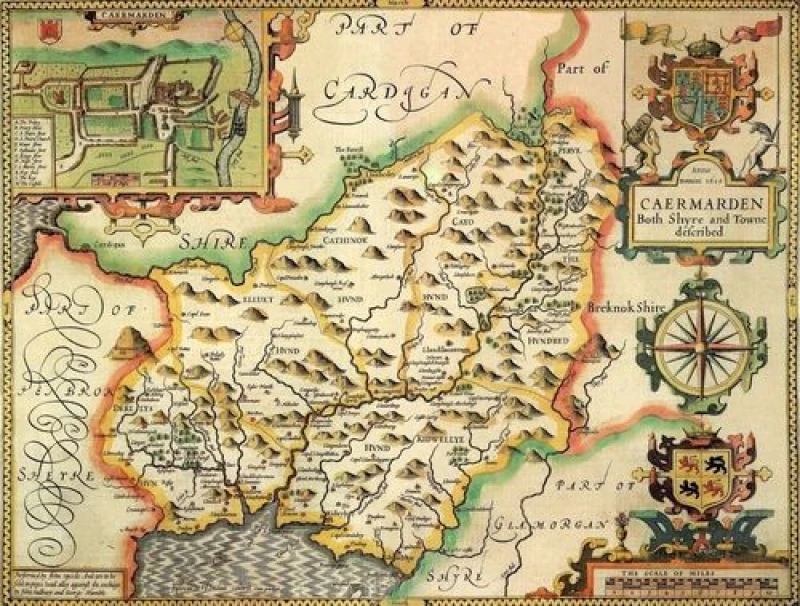 Image of John Speed Historial Map Carmarthenshire Historical Map 1000 Piece Jigsaw Puzzle (1610)