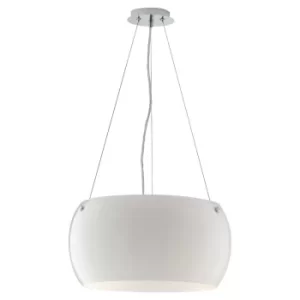 Image of EQUATORE 3 Light Cylindrical Pendant Ceiling Light White 40x20cm