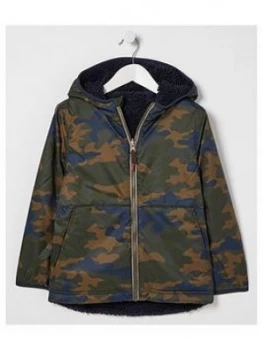 Image of Fatface Boys Reversible Camo Print Jacket - Khaki