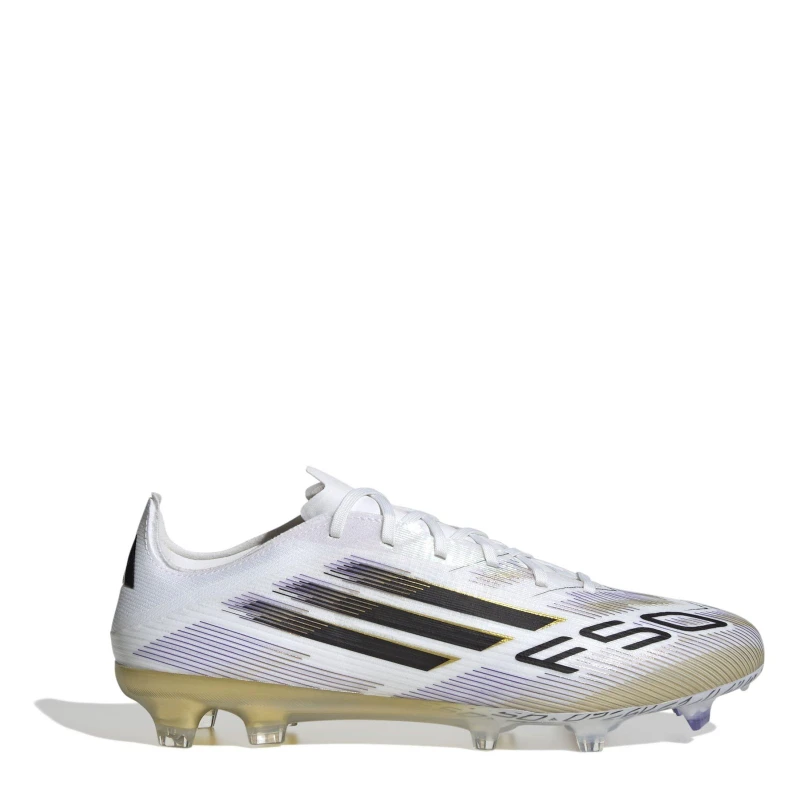 Image of adidas F50 Pro Adults Firm Ground Football Boots White/Blk/Gold male 8 (42)