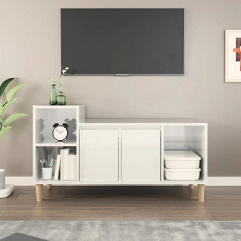 Image of Vidaxl TV Cabinet High Gloss White 100X35X55cm Engineered Wood, White 821174