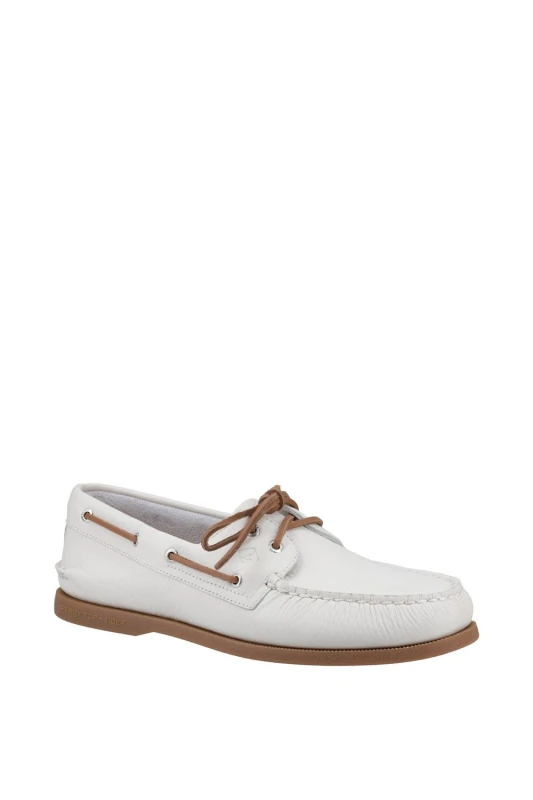 Image of Sperry Men Authentic 2 Eye Boat Shoe in White Size: 9 White 9 Male 627756016330