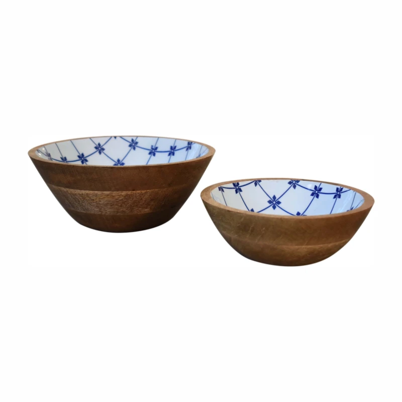Image of Artisan Furniture Artisan Furniture Serveware - Blue and White Bowl Set of 2