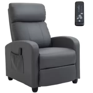Image of HOMCOM Recliner Sofa Chair PU Leather Massage Armcair w/ Footrest and Remote Control for Living Room, Bedroom, Home Theater, Grey