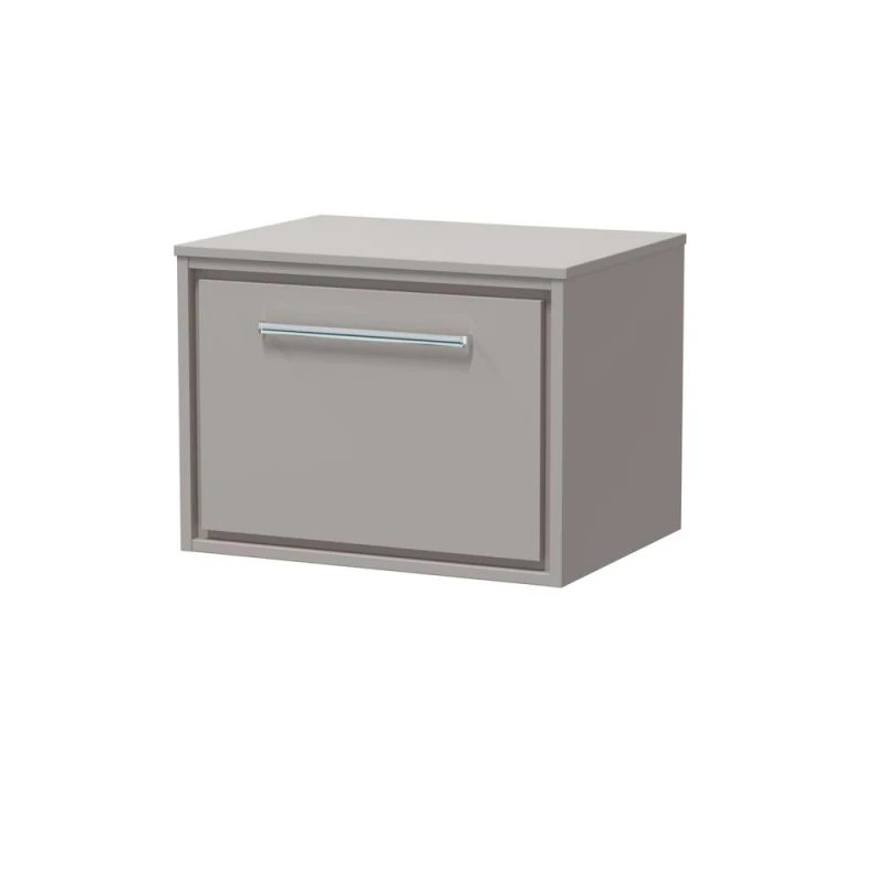 Image of Balterley 600mm Wall Hung Single Drawer Vanity with Worktop - Pebble Grey Grey Unisex