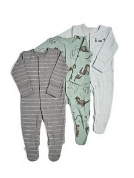 Image of Mamas & Papas Dinosaur Sleepsuits 3 Pack Baby Boys