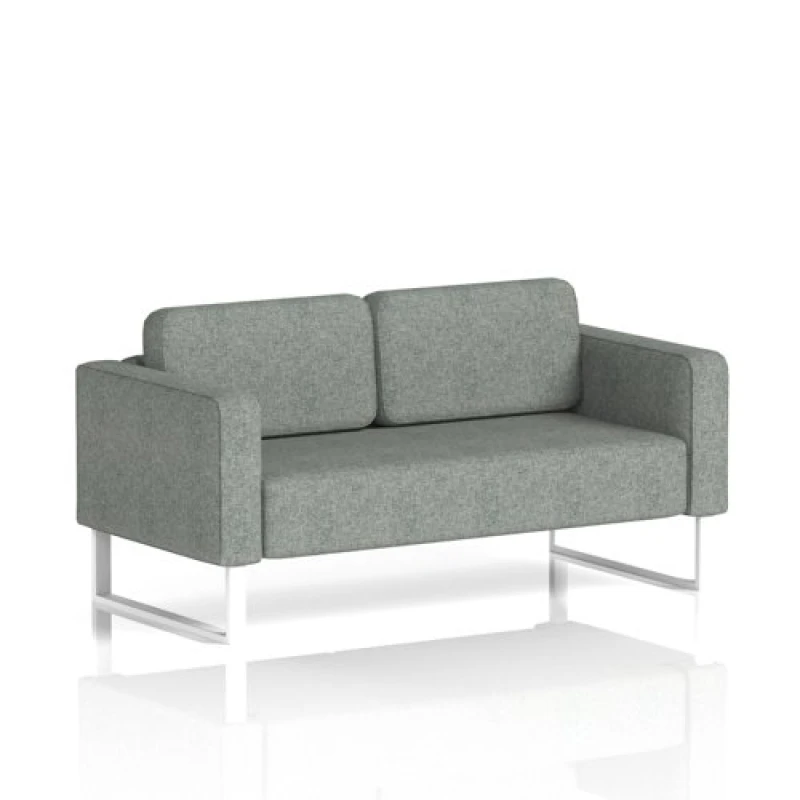 Image of Brixworth Office Sofa 2 Seater with White Legs in Rivet Fabric - Prime