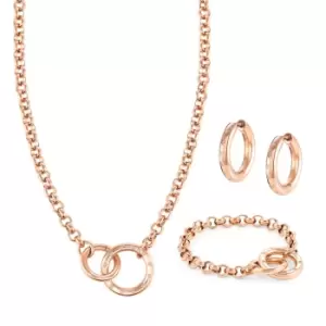 Image of Nomination Infinito Rose Gold Plated Interlocking Rings Jewellery Set