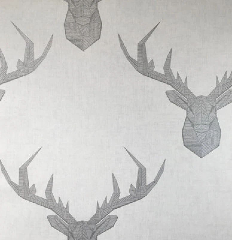 Image of SK Filson White Geometric Stag Head Wallpaper