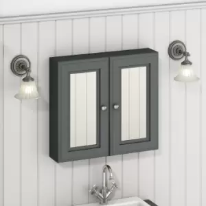 Image of Dark Grey Mirrored Wall Bathroom Cabinet 667 x 600mm - Westbury