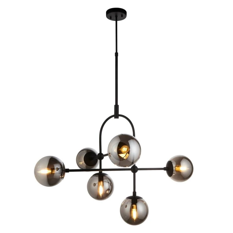 Image of Trieste Globe Pendant Ceiling Light Matt Black, Smoked Mirror Glass