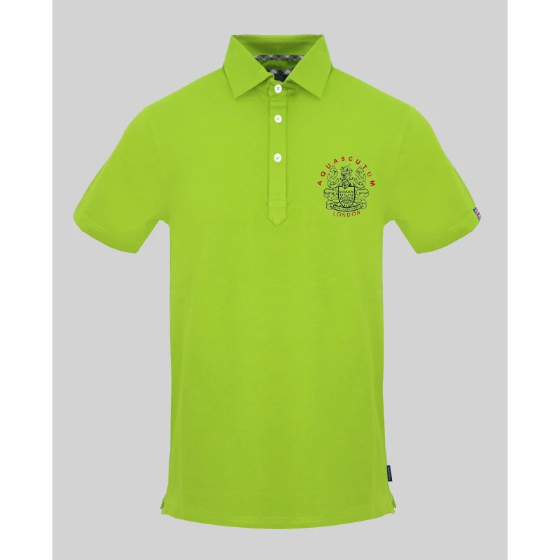 Image of Aquascutum Mens Short Sleeve Polo Shirt Lime male Small