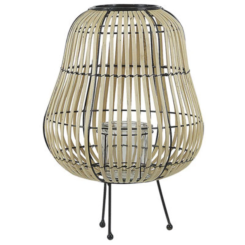 Image of Beliani Garden Lantern Lantern Berkner Willow Wood 44cm Natural