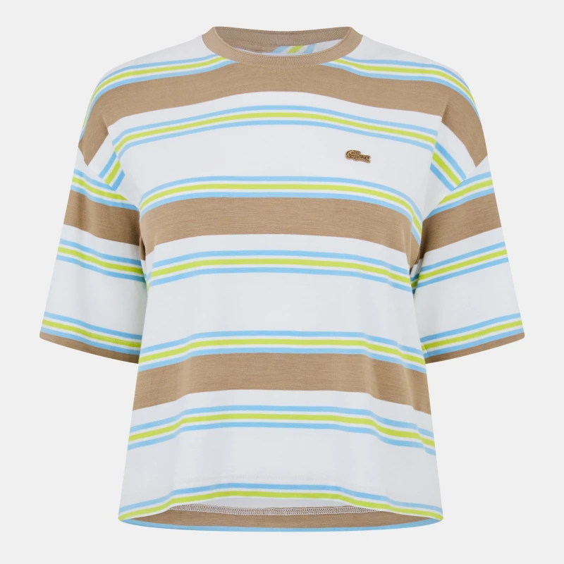 Image of Lacoste Womens Soft Fabric T-Shirt Flour/Viennese female 4 (32)