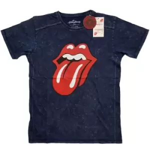 Image of The Rolling Stones - Classic Tongue Unisex XX-Large Snow Wash T-Shirt - Blue