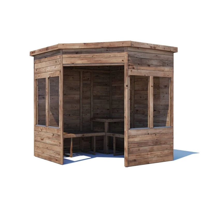 Image of Dunster House Corner Garden Arbour With Glazed Panels, W2.1M X D2.1M / W7' X D7', Pressure Treated, Apocallipo