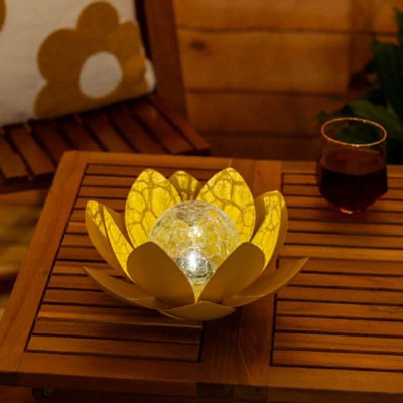Image of ValueLights ValueLights Waterlily Solar Powered Outdoor Lotus Flower Decoration Garden Light in Yellow Yellow One Size Unisex 5016529270812