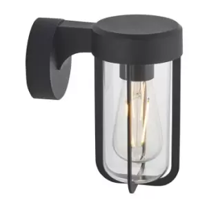 Image of Merano Benevento Outdoor Wall Lamp Matt Black Finish & Clear Glass IP44
