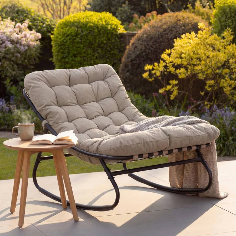 Image of Artemis Home Solace Outdoor Rocking Chair in Light Brown Light Brown Unisex