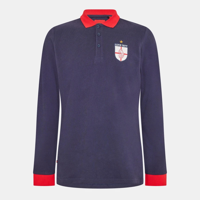 Image of Luke Mens Bobbys Long-Sleeve Polo Shirt Navy male Medium
