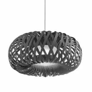 Image of Nielsen Orta Modern Fabric Grey Pendant Light Shade, 2 Tiers Round With Inner Diffuser ,40 Cm Width