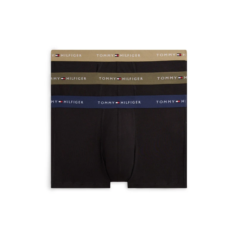 Image of Tommy Hilfiger 3 Pack Logo Waistband Trunks Grn/Blu/Blu male Medium