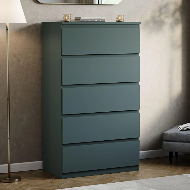 Image of Lassic Vida Designs Denver 5 Drawer Chest Jasper Green unisex 5 Drawers