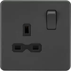 Image of Screwless 13A 1G DP Switched Socket - Anthracite 230V IP20