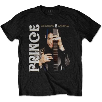 Image of Prince - Welcome 2 America Unisex Medium T-Shirt - Black