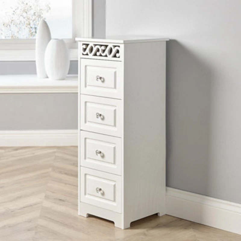 Image of Home Source Whitehaven 4 Drawer Chest Storage Unit White