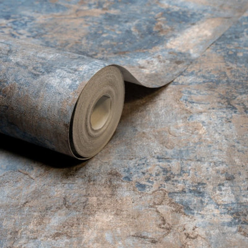 Image of Grandeco Paul Moneypenny Navy Castello Plaster Patina Wallpaper 10m x 53cm For Grandeco, Blue 191701
