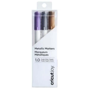 Image of Cricut Joy Metallic Marker Pen Set Violet, Silver, Copper Set of 3
