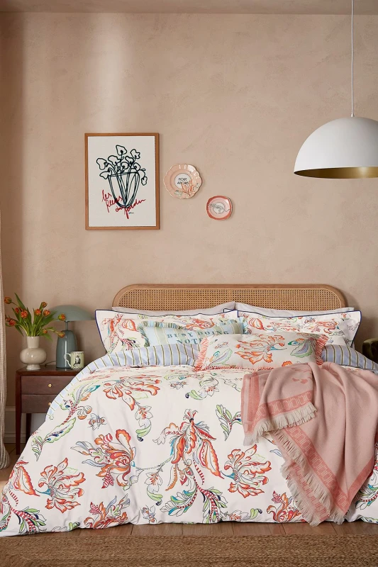 Image of YVONNE ELLEN 'Signature Floral' Cotton Cover Set Size: Double Multicolor Unisex Double